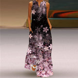 Elegant Casual Vintage Dresses Woman Summer Beach Sleeveless Girls Long Dress Women