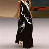 Elegant Casual Vintage Dresses Woman Summer Beach Sleeveless Girls Long Dress Women