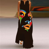 Elegant Casual Vintage Dresses Woman Summer Beach Sleeveless Girls Long Dress Women