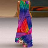 Elegant Casual Vintage Dresses Woman Summer Beach Sleeveless Girls Long Dress Women