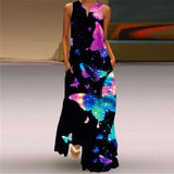 Elegant Casual Vintage Dresses Woman Summer Beach Sleeveless Girls Long Dress Women