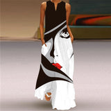 Elegant Casual Vintage Dresses Woman Summer Beach Sleeveless Girls Long Dress Women