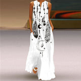 Elegant Casual Vintage Dresses Woman Summer Beach Sleeveless Girls Long Dress Women