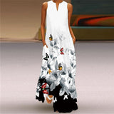 Elegant Casual Vintage Dresses Woman Summer Beach Sleeveless Girls Long Dress Women