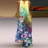 Elegant Casual Vintage Dresses Woman Summer Beach Sleeveless Girls Long Dress Women