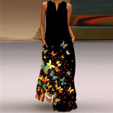 Elegant Casual Vintage Dresses Woman Summer Beach Sleeveless Girls Long Dress Women
