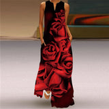 Elegant Casual Vintage Dresses Woman Summer Beach Sleeveless Girls Long Dress Women