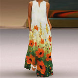Elegant Casual Vintage Dresses Woman Summer Beach Sleeveless Girls Long Dress Women