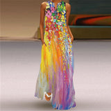 Elegant Casual Vintage Dresses Woman Summer Beach Sleeveless Girls Long Dress Women