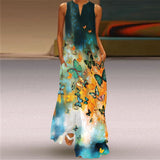 Elegant Casual Vintage Dresses Woman Summer Beach Sleeveless Girls Long Dress Women