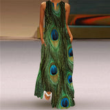 Elegant Casual Vintage Dresses Woman Summer Beach Sleeveless Girls Long Dress Women