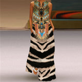 Elegant Casual Vintage Dresses Woman Summer Beach Sleeveless Girls Long Dress Women
