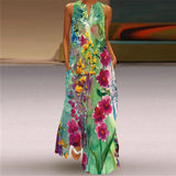 Elegant Casual Vintage Dresses Woman Summer Beach Sleeveless Girls Long Dress Women