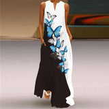 Elegant Casual Vintage Dresses Woman Summer Beach Sleeveless Girls Long Dress Women