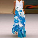 Elegant Casual Vintage Dresses Woman Summer Beach Sleeveless Girls Long Dress Women