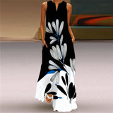 Elegant Casual Vintage Dresses Woman Summer Beach Sleeveless Girls Long Dress Women