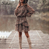 Southpire Black Floral Print A-Line Ruffle Vintage Dress for Women