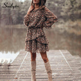 Southpire Black Floral Print A-Line Ruffle Vintage Dress for Women