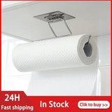 Self-adhesive Towel Holder Rack Kitchen Under Cabinet Towel Cup Paper Hanger Rack Organizer Bathroom Towel Bar Shelf Roll Holder