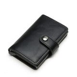 RFID Blocking Aluminum Alloy Leather Vintage Men Credit Cardholder Wallet