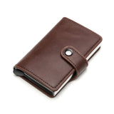 RFID Blocking Aluminum Alloy Leather Vintage Men Credit Cardholder Wallet