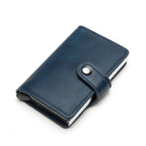 RFID Blocking Aluminum Alloy Leather Vintage Men Credit Cardholder Wallet