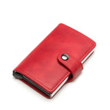 RFID Blocking Aluminum Alloy Leather Vintage Men Credit Cardholder Wallet
