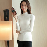 Turtleneck Sweater Women Fashion 2022 Spring Stretch Tops Women 14 Color Knit Pullovers Long Sleeve Basic Jumper Knitted Sweater