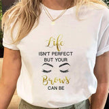 Women Eye Lashes Style Lovely Sweet Print Tees Tshirt Cartoon Female Clothes Tops Print Ladies Fashion Graphic T-Shirt