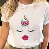 Women Eye Lashes Style Lovely Sweet Print Tees Tshirt Cartoon Female Clothes Tops Print Ladies Fashion Graphic T-Shirt