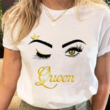 Women Eye Lashes Style Lovely Sweet Print Tees Tshirt Cartoon Female Clothes Tops Print Ladies Fashion Graphic T-Shirt