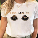 Women Eye Lashes Style Lovely Sweet Print Tees Tshirt Cartoon Female Clothes Tops Print Ladies Fashion Graphic T-Shirt