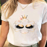 Women Eye Lashes Style Lovely Sweet Print Tees Tshirt Cartoon Female Clothes Tops Print Ladies Fashion Graphic T-Shirt