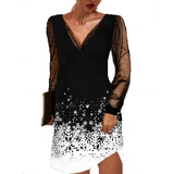 Dresses for Women V Neck Lace Sleeve Short Dress Spring Summer Sexy Ladies Black Party Bodycon Dresses fashion 5XL