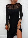 Dresses for Women V Neck Lace Sleeve Short Dress Spring Summer Sexy Ladies Black Party Bodycon Dresses fashion 5XL