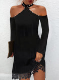 Dresses for Women V Neck Lace Sleeve Short Dress Spring Summer Sexy Ladies Black Party Bodycon Dresses fashion 5XL