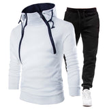 Mens Tracksuit Casual Sweatshirt Sets Double Zipper Hoodies Pants Suit Outdoor Sportswear
