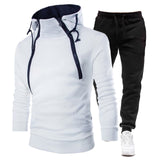 Mens Tracksuit Casual Sweatshirt Sets Double Zipper Hoodies Pants Suit Outdoor Sportswear