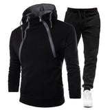 Mens Tracksuit Casual Sweatshirt Sets Double Zipper Hoodies Pants Suit Outdoor Sportswear