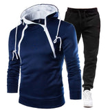 Mens Tracksuit Casual Sweatshirt Sets Double Zipper Hoodies Pants Suit Outdoor Sportswear