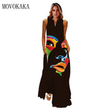 Elegant Casual Vintage Dresses Woman Summer Beach Sleeveless Girls Long Dress Women