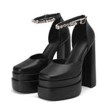 New Brand Women Sandals Summer Shoes Sexy Thick High Heels Platform Black Red Yellow Dress Party Wedding Shoes Woman Pumps
