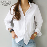 Top Long Sleeve Casual White Turn-down Collar OL Style Women Loose Blouses 3496 50