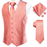 Hi-Tie 20 Color Silk Men Vests and Tie Business Formal Dresses Slim Vest