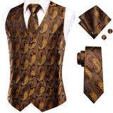 Hi-Tie 20 Color Silk Men Vests and Tie Business Formal Dresses Slim Vest