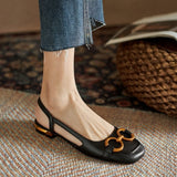 Elegant Office Ladies Shoes and Sandals with Square Heel Sandals Slip On