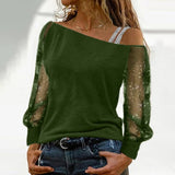 Fashion Woman Tshirts Long Sleeve Solid Colour Sexy Off Shoulder Tops Autumn Casual Streetwear T-shirt Vintage Women Clothes
