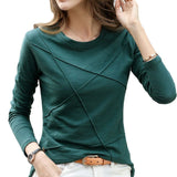 2022 Ribbed Sping Fashion Bamboo Cotton T-Shirt Autumn Women O-Neck Loose Simple Purple Tshirt