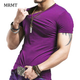 2022 Brand New Men T Shirt Tops V neck Short Sleeve Tees Men Fashion Fitness Hot T-shirt For Male