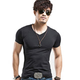 2022 Brand New Men T Shirt Tops V neck Short Sleeve Tees Men Fashion Fitness Hot T-shirt For Male